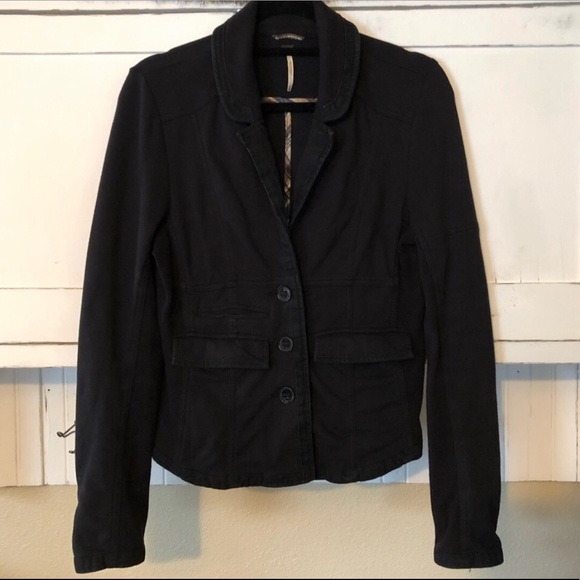 Free People Black Knit Stretch Jacket Blazer